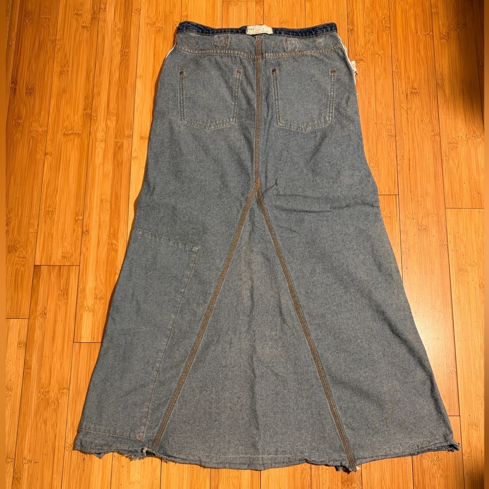 Free People Leanne Patchwork Denim Maxi Skirt Size 28 - Picture 8 of 16